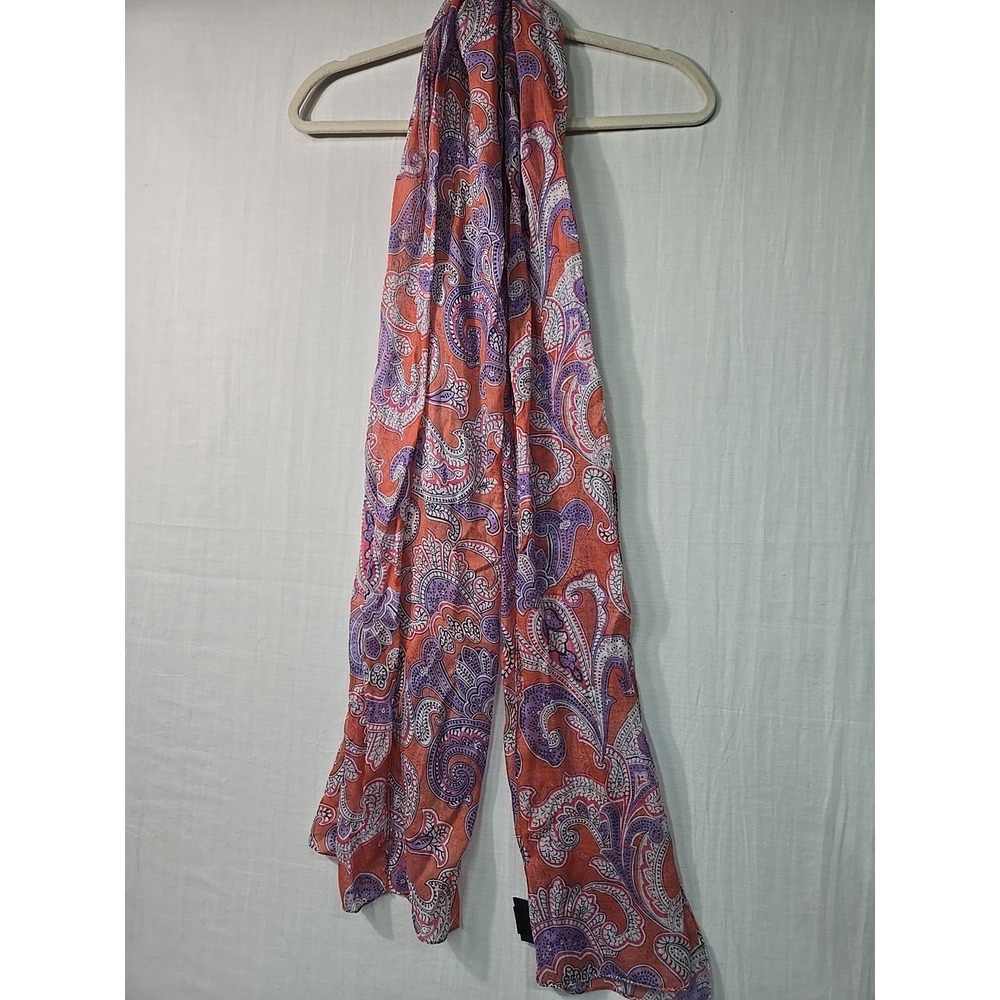 Brooks Brothers 346 Salmon Dark Pink Purple Paisley 100% Modal Oblong Scarf 80"